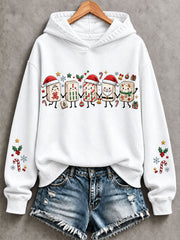 Women's Christmas Mahjong Print Casual Hoodie gracestitchs