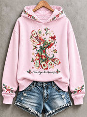 Women's Christmas Mahjong Print Casual Hoodie gracestitchs
