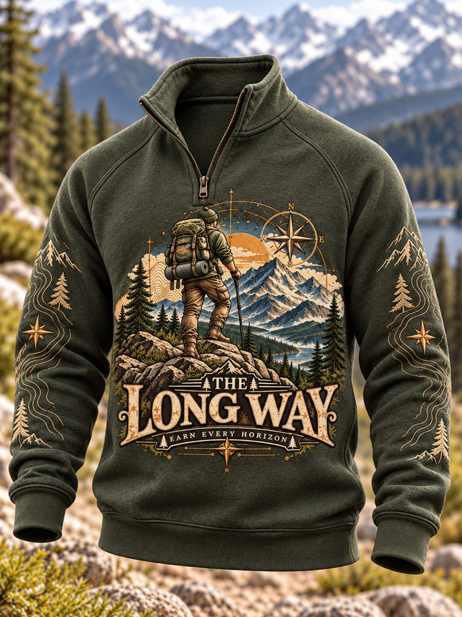 Men's Wilderness Trail Print Hike Lovers Zip-Up Hoodie gracestitchs