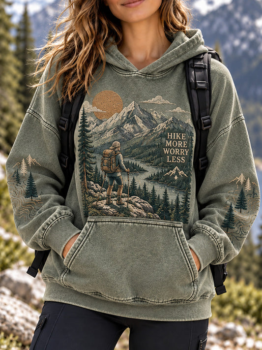 Women's Wilderness Trail Print Hike Lovers Hoodies gracestitchs