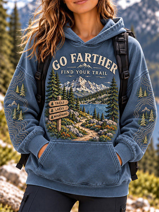 Women's Wilderness Trail Print Hike Lovers Hoodies gracestitchs