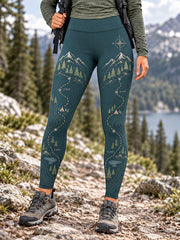 Women's Wilderness Trail Print Hike Lovers Leggings gracestitchs