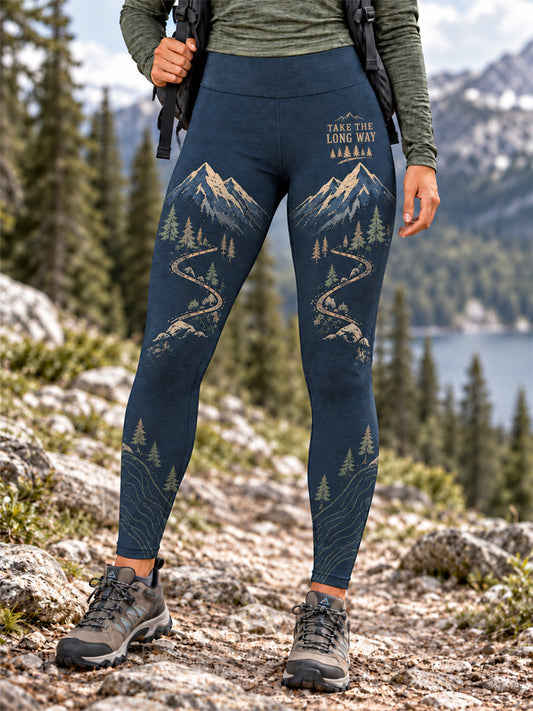 Women's Wilderness Trail Print Hike Lovers Leggings gracestitchs