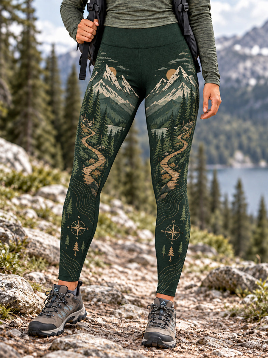 Women's Wilderness Trail Print Hike Lovers Leggings gracestitchs