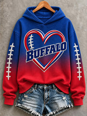 Women's Football Lover Buffalo Print Hoodies gracestitchs