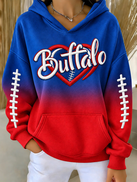 Women's Football Lover Buffalo Print Hoodies gracestitchs