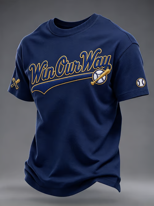 Men's Baseball Print short sleeves t-shirt gracestitchs