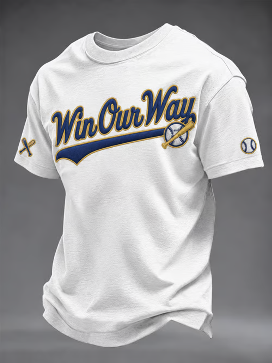 Men's Baseball Print short sleeves t-shirt gracestitchs