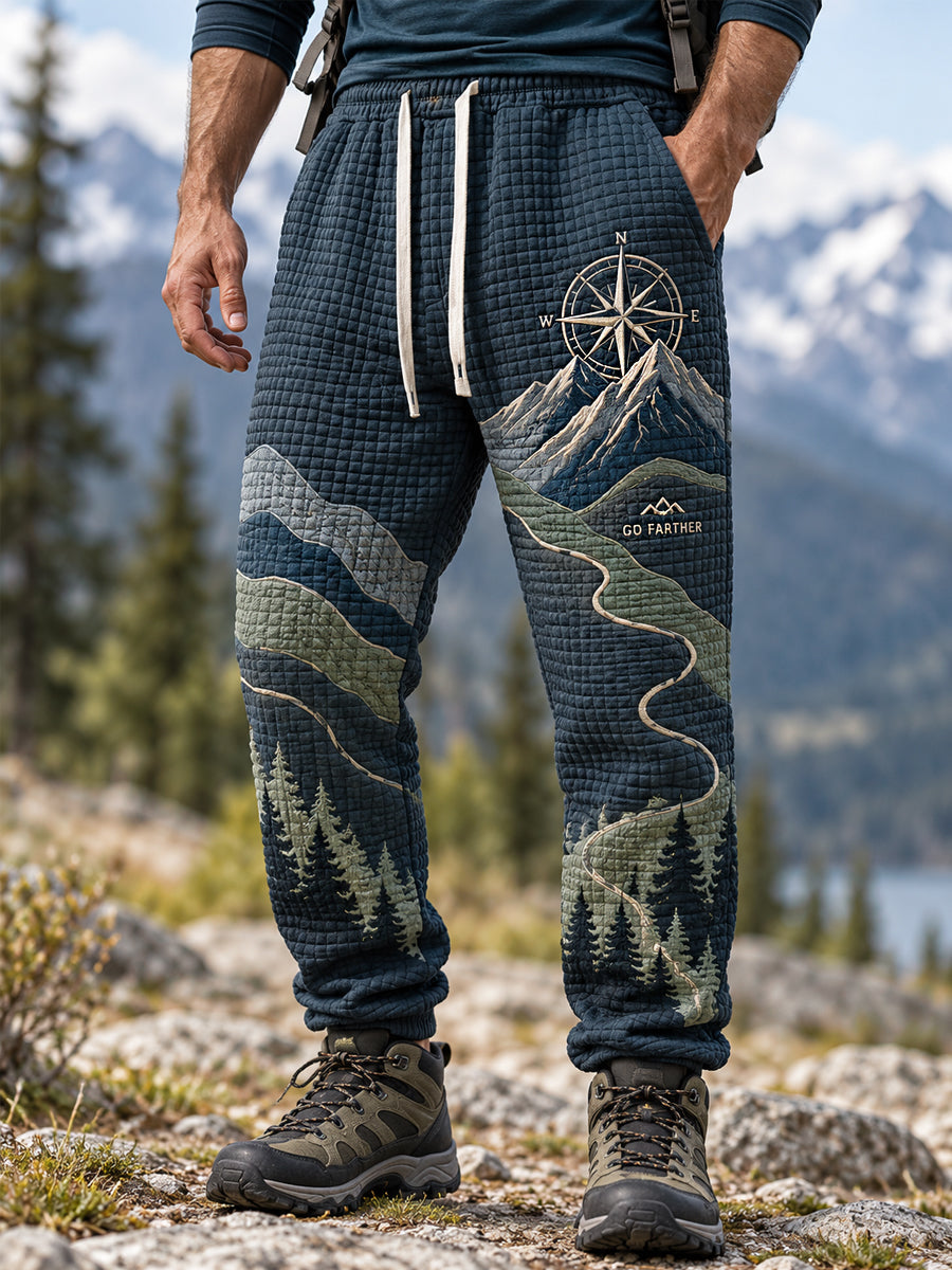 Men's Wilderness Trail Print Hike Lovers Casual Pants gracestitchs