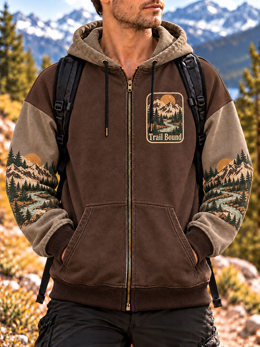 Men's Trail Bonnd Print Zip-Up Hoodie gracestitchs