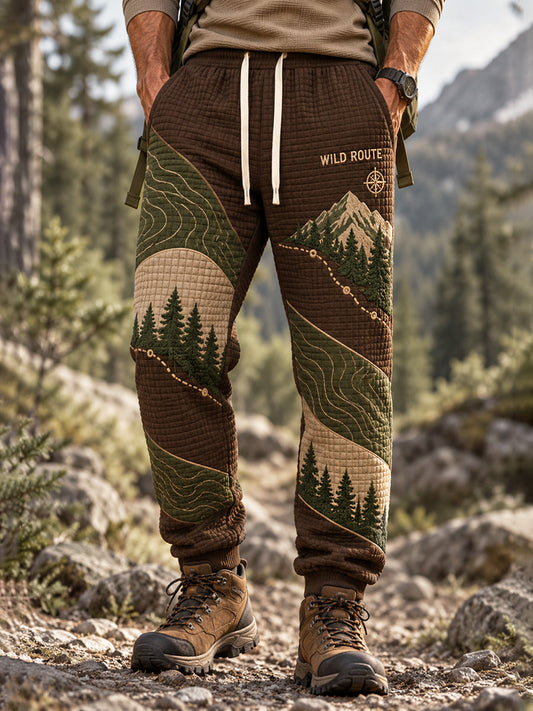 Men's Wilderness Trail Print Hike Lovers Casual Pants gracestitchs