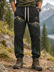 Men's Wilderness Trail Print Hike Lovers Casual Pants gracestitchs