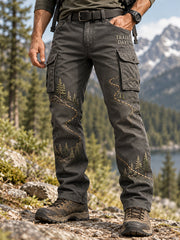 Men's Wilderness Trail Print Hike Lovers Casual  Cargo Pants gracestitchs