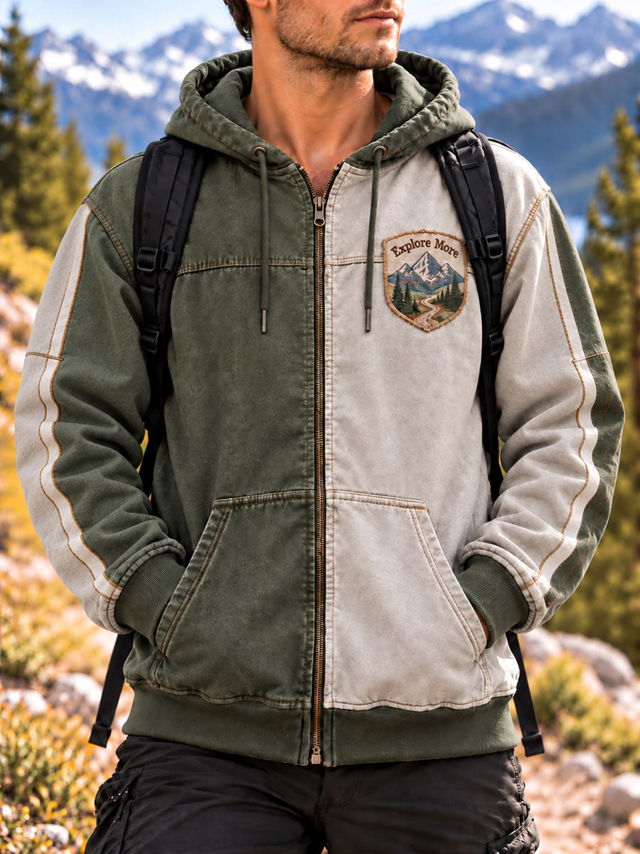 Men's Explore More Print Zip-Up Hoodie gracestitchs