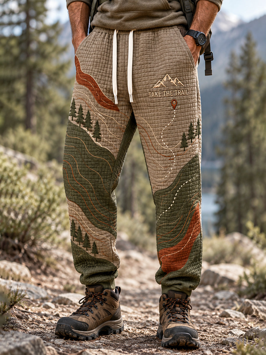Men's Wilderness Trail Print Hike Lovers Casual Pants gracestitchs