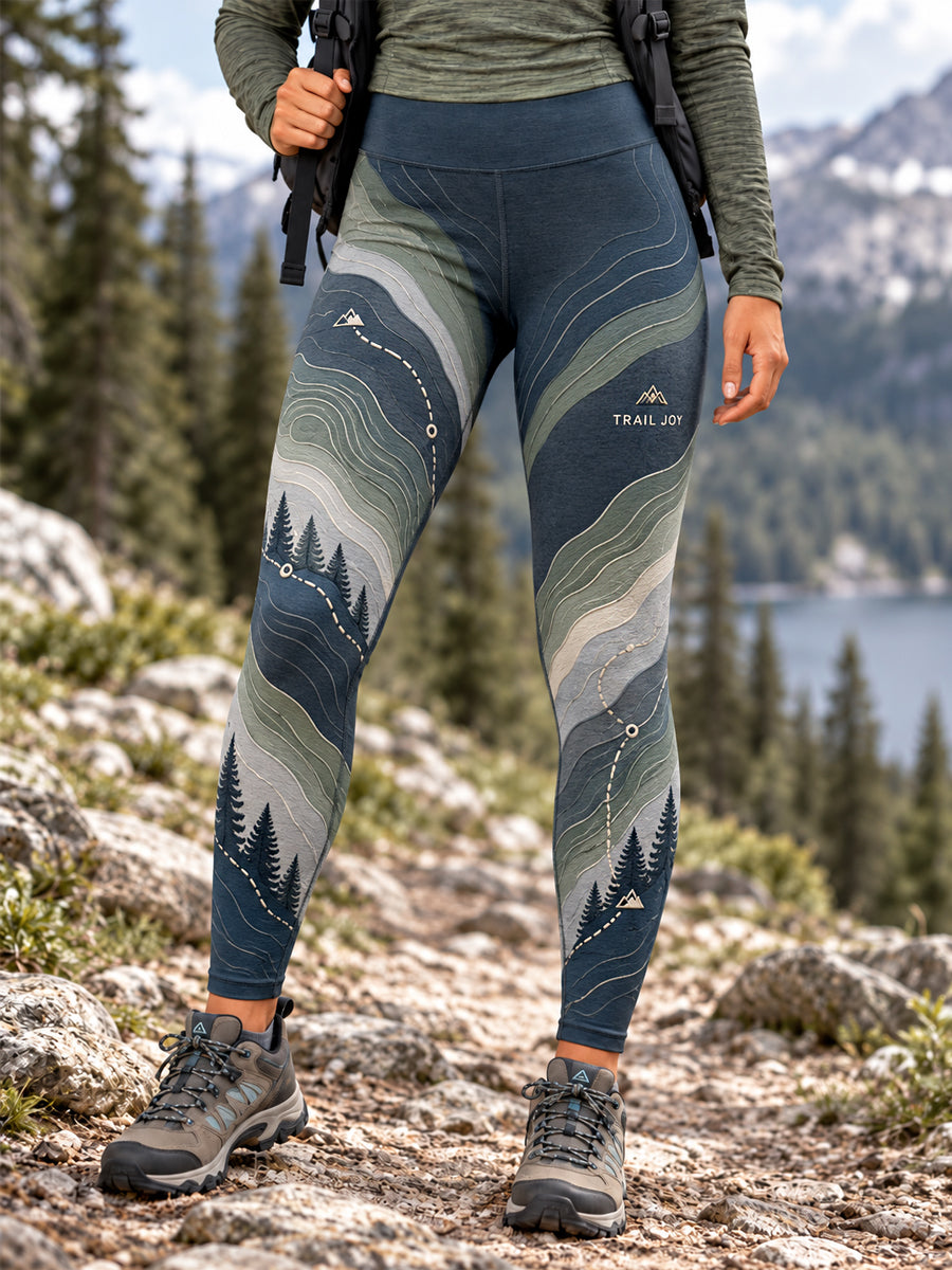 Women's Wilderness Trail Print Hike Lovers Leggings gracestitchs
