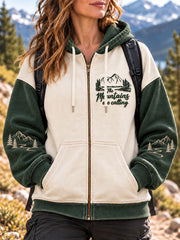 Women's The Mountains are Calling Print Zip-Up Hoodie gracestitchs