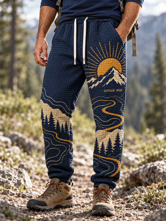 Men's Wilderness Trail Print Hike Lovers Casual Pants gracestitchs