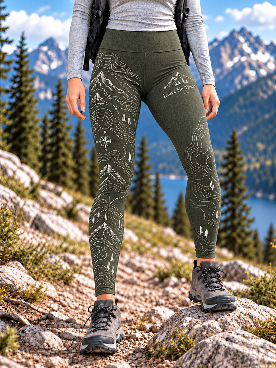 Women's Wilderness Trail Print Hike Lovers Leggings gracestitchs