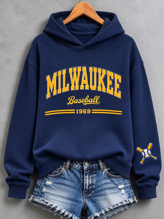 Women's Baseball Print Hoodies gracestitchs