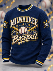 Men's Gift For Baseball Fans Casual Waffle Long Sleeve T-Shirt gracestitchs
