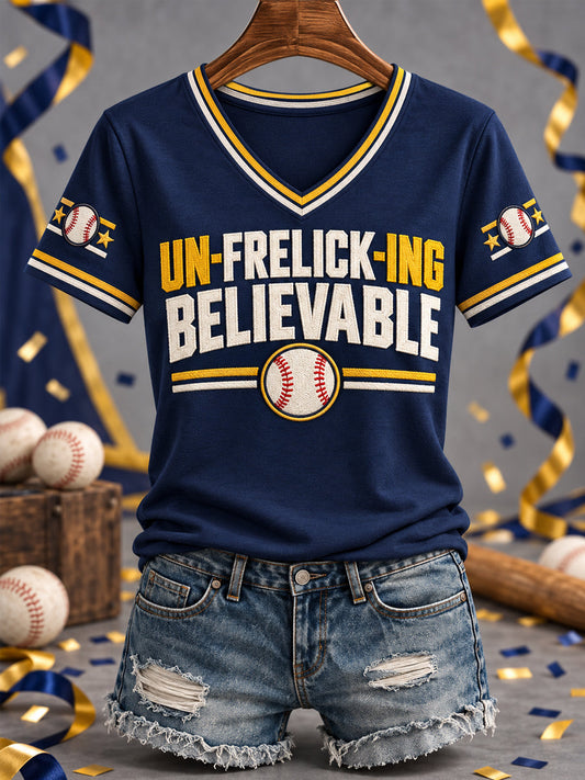 Women's Gift For Baseball Fans Casual V-Neck Tee gracestitchs