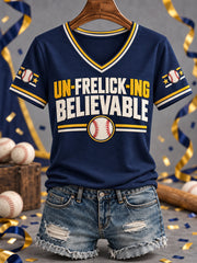 Women's Gift For Baseball Fans Casual V-Neck Tee gracestitchs