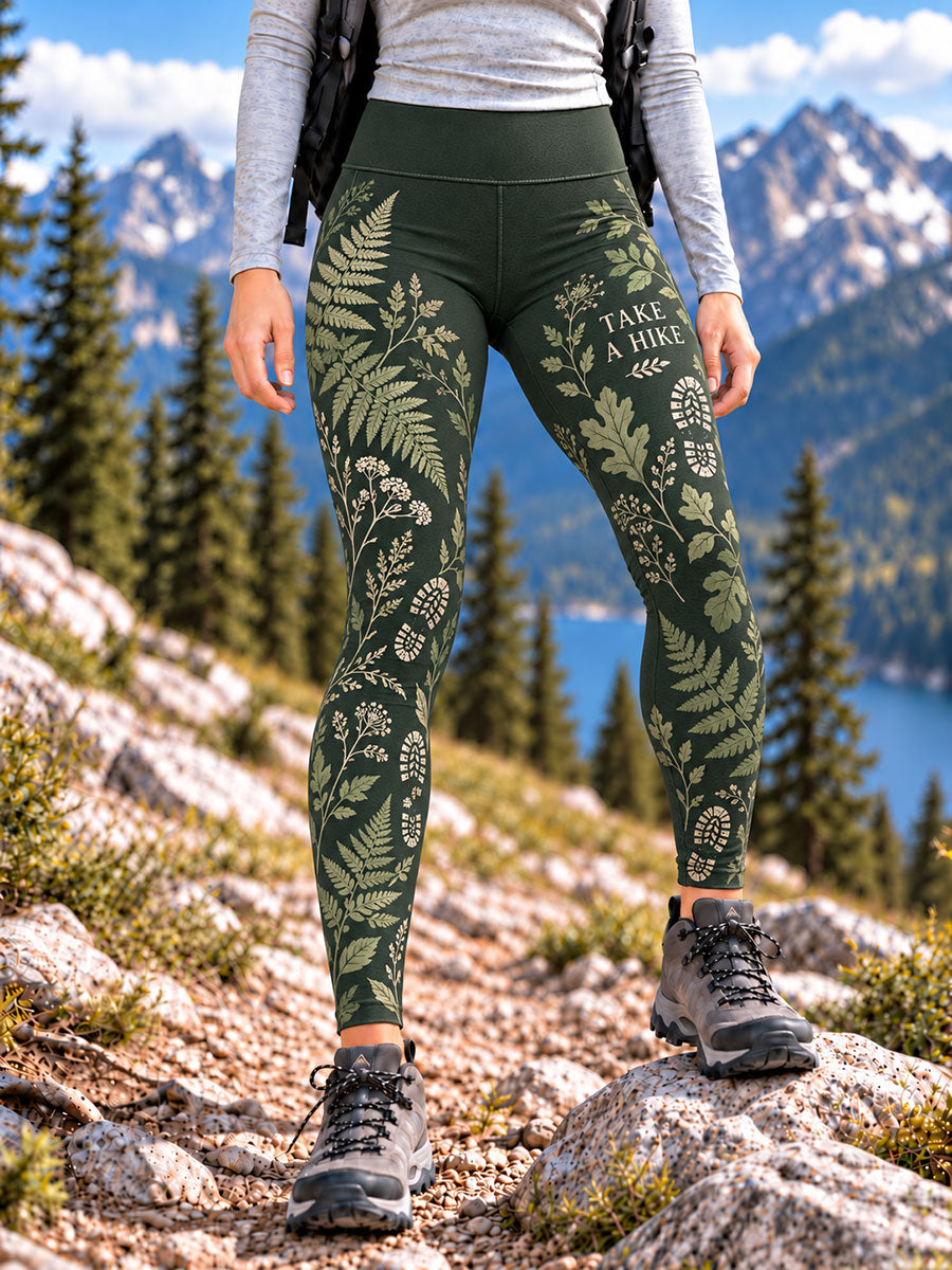 Women's Wilderness Trail Print Hike Lovers Leggings gracestitchs
