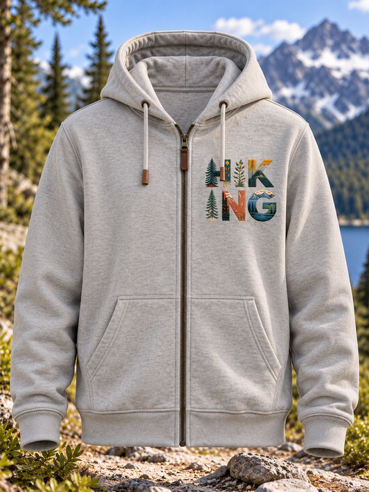 Women's Hiking Lover Printed Zip-Up Hoodie gracestitchs
