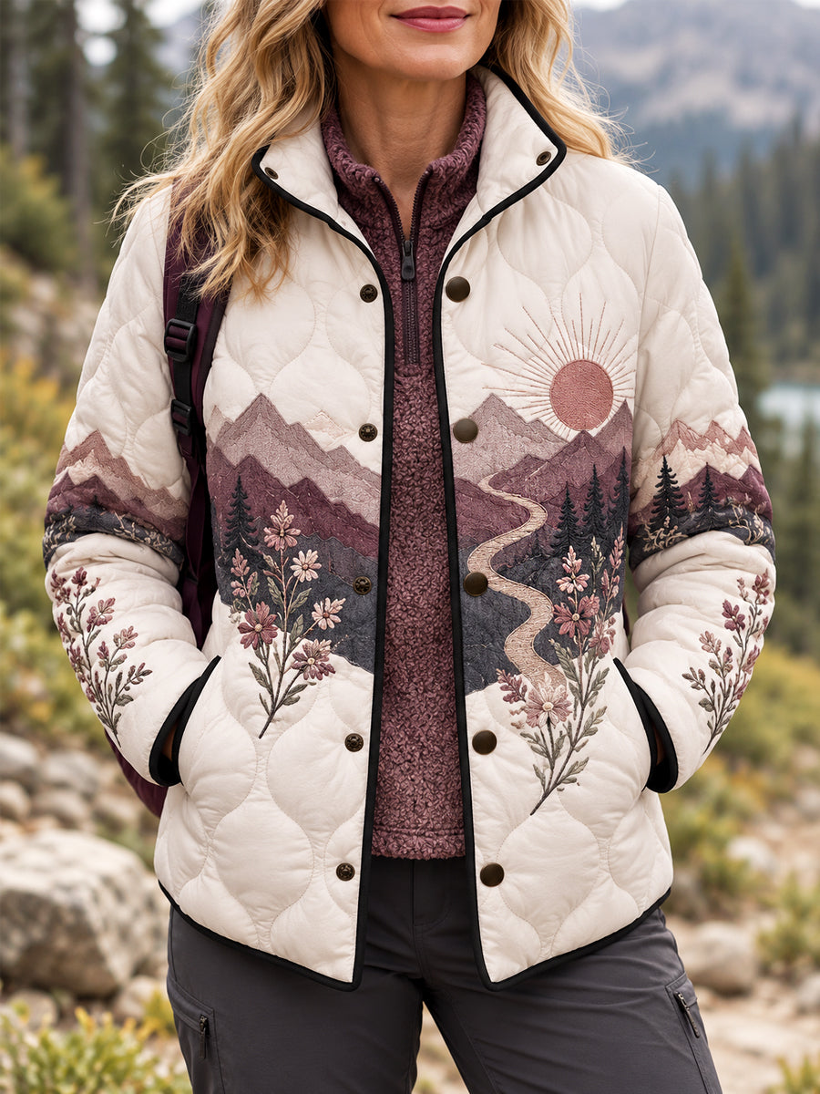 Women's Wilderness Trail Print Hike Lovers Lightly Padded Coat gracestitchs