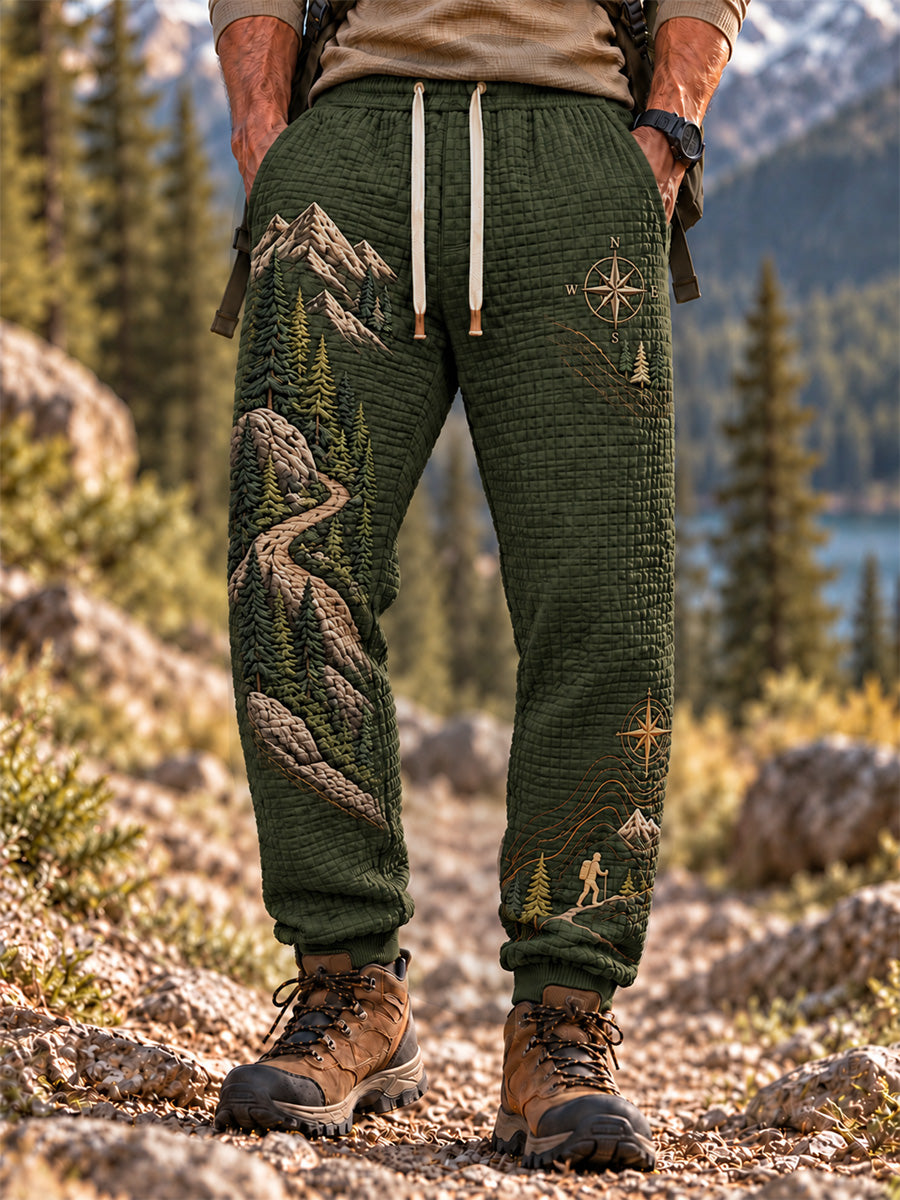 Men's Wilderness Trail Print Hike Lovers Casual Pants gracestitchs