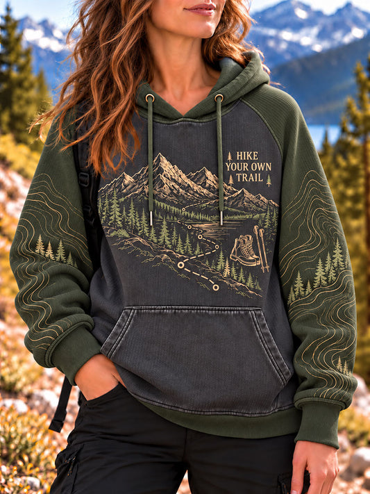 Women's Wilderness Trail Print Raglan Hoodie gracestitchs