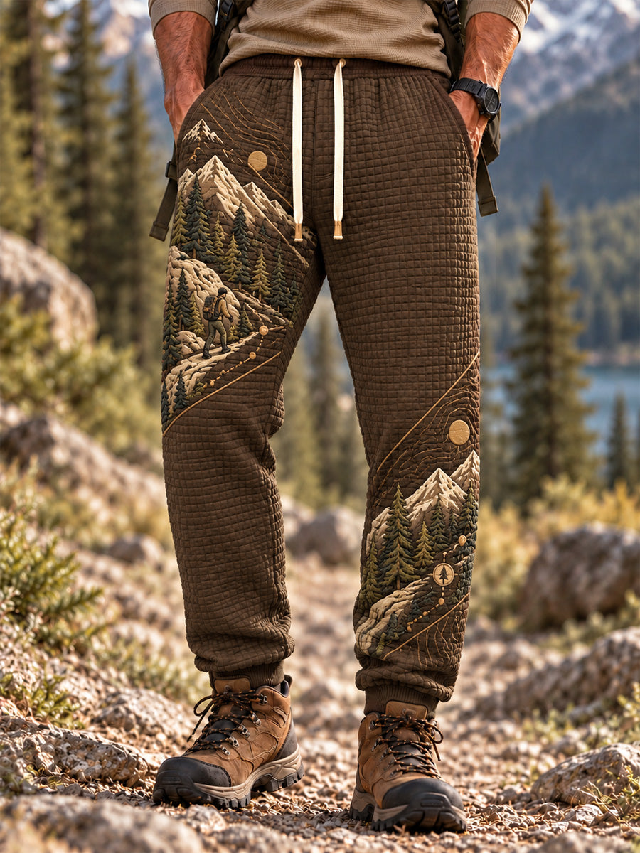 Men's Wilderness Trail Print Hike Lovers Casual Pants gracestitchs