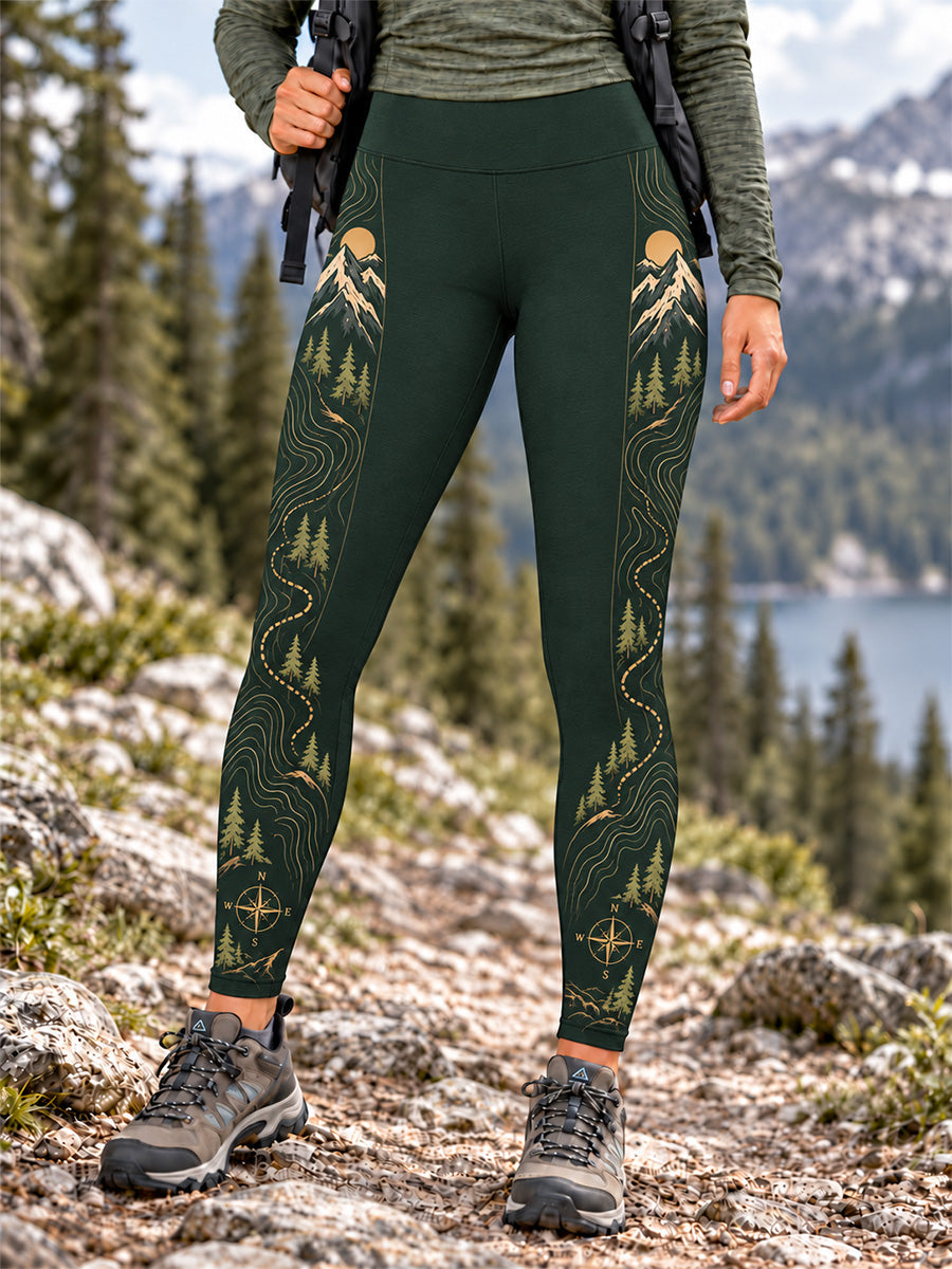 Women's Wilderness Trail Print Hike Lovers Leggings gracestitchs