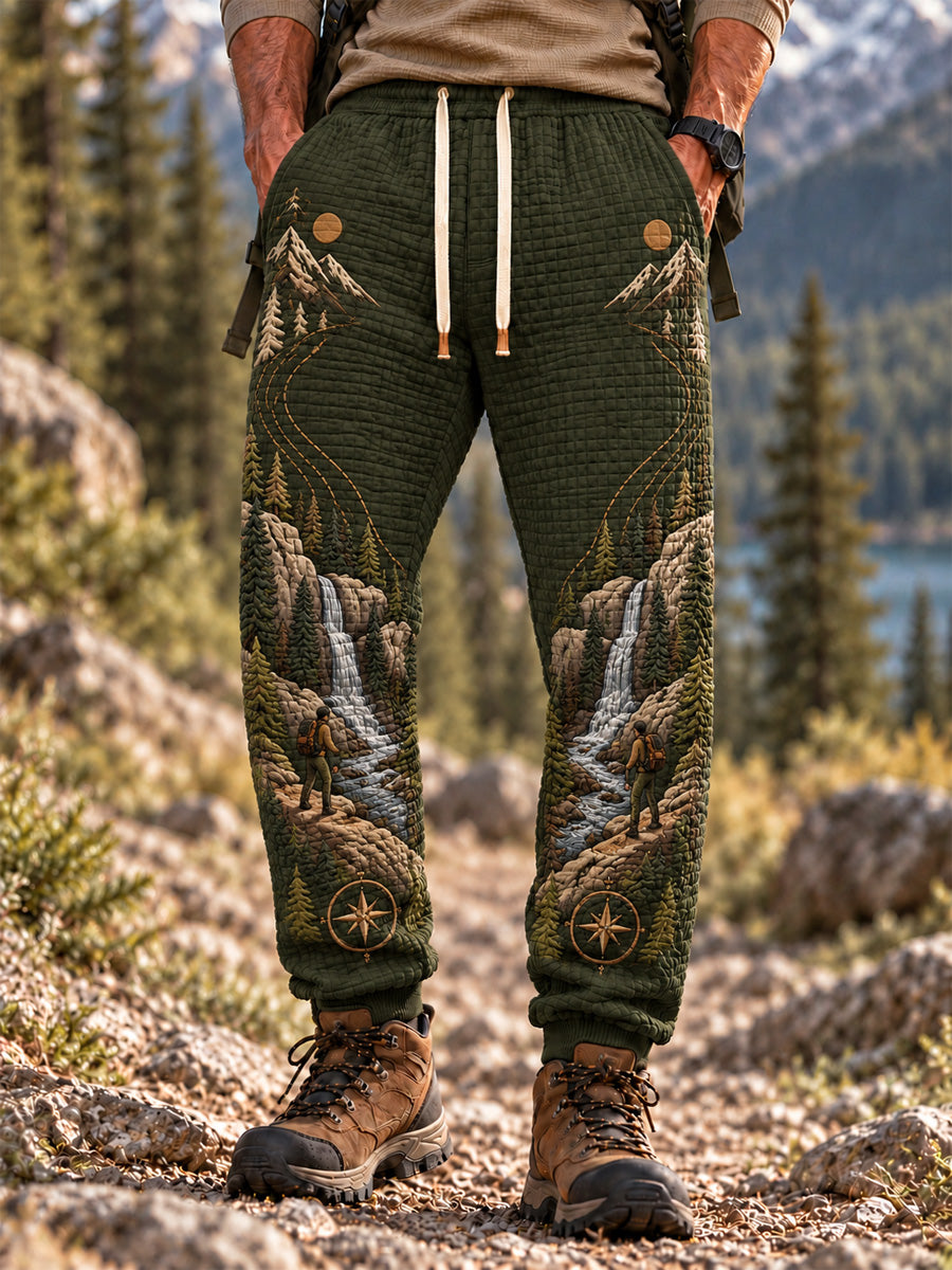 Men's Wilderness Trail Print Hike Lovers Casual Pants gracestitchs