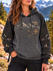 Women's Wilderness Trail Print Raglan Hoodie gracestitchs