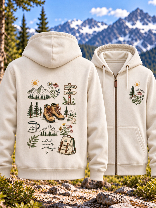 Women's Hiking Lover Printed Zip-Up Hoodie gracestitchs
