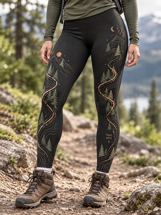 Women's Wilderness Trail Print Hike Lovers Leggings gracestitchs