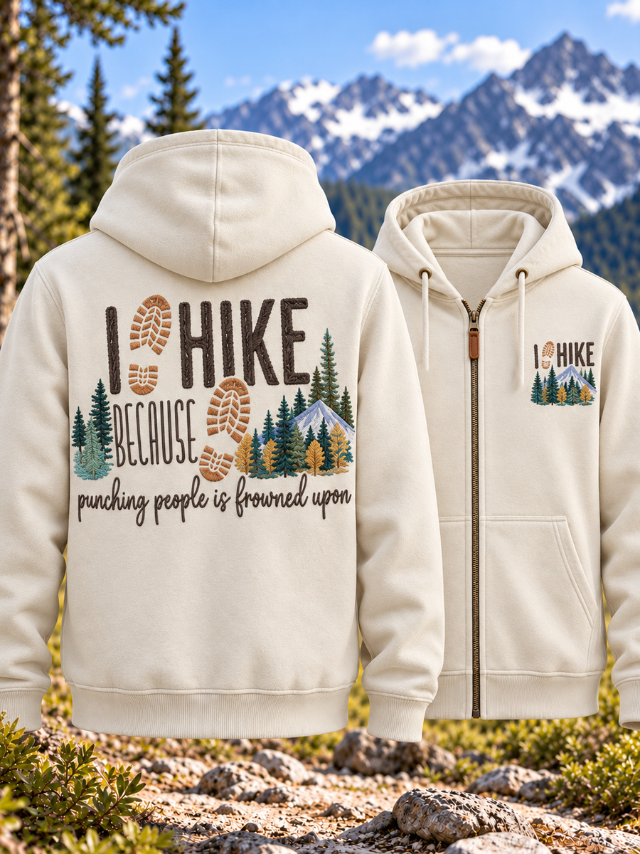 Women's Hiking Lover Printed Zip-Up Hoodie gracestitchs