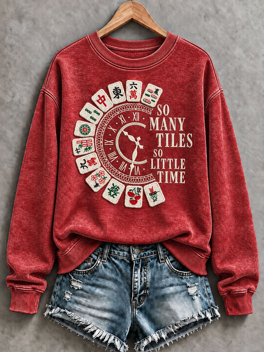 Women's So Many Tiles So Little Time Christmas Mahjong Casual Sweatshirt gracestitchs