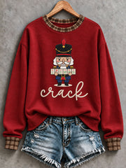 Women's Christmas Mahjong Print Casual Sweatshirt gracestitchs