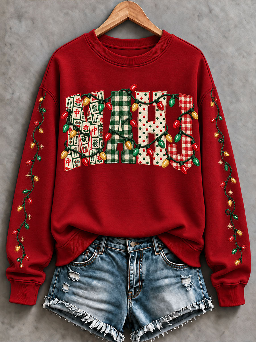 Women's Christmas Mahjong Casual Sweatshirt gracestitchs