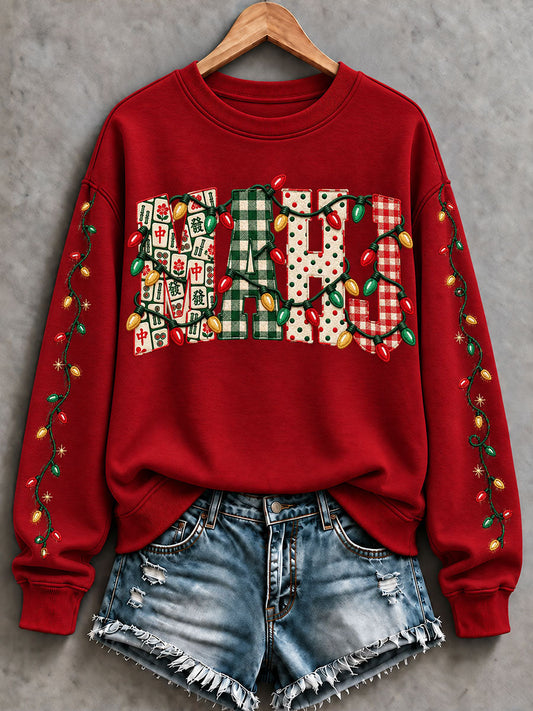 Women's Christmas Mahjong Casual Sweatshirt gracestitchs