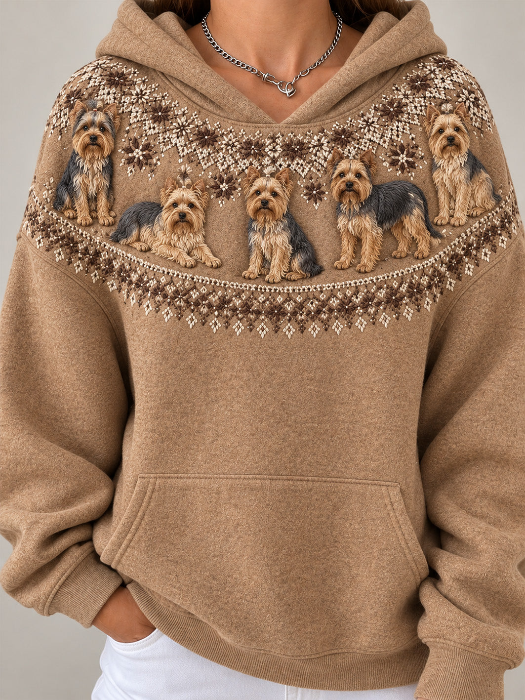 Women's Yorkshire Terriers Pattern Causal Hoodie gracestitchs