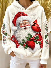 Women's Christmas Print Flannel Hoodie gracestitchs