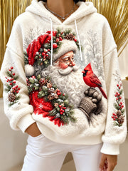 Women's Christmas Print Flannel Hoodie gracestitchs