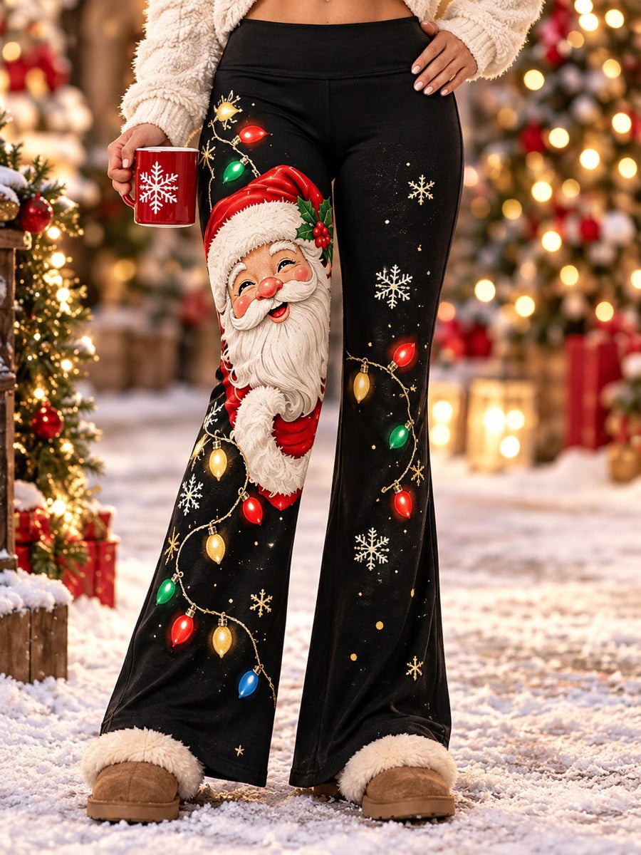 Women's Christmas Santa Claus Print Pants gracestitchs