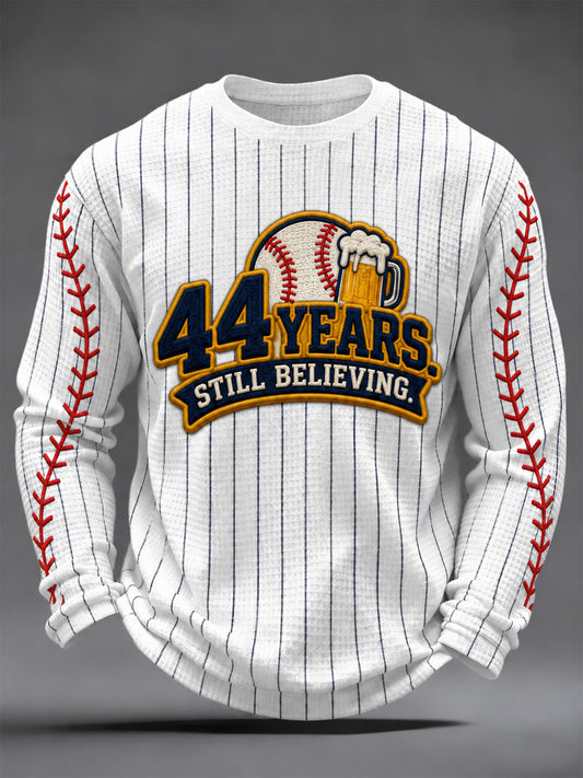 Men's Gift For Baseball Fans Print Waffle Long Sleeve Top gracestitchs