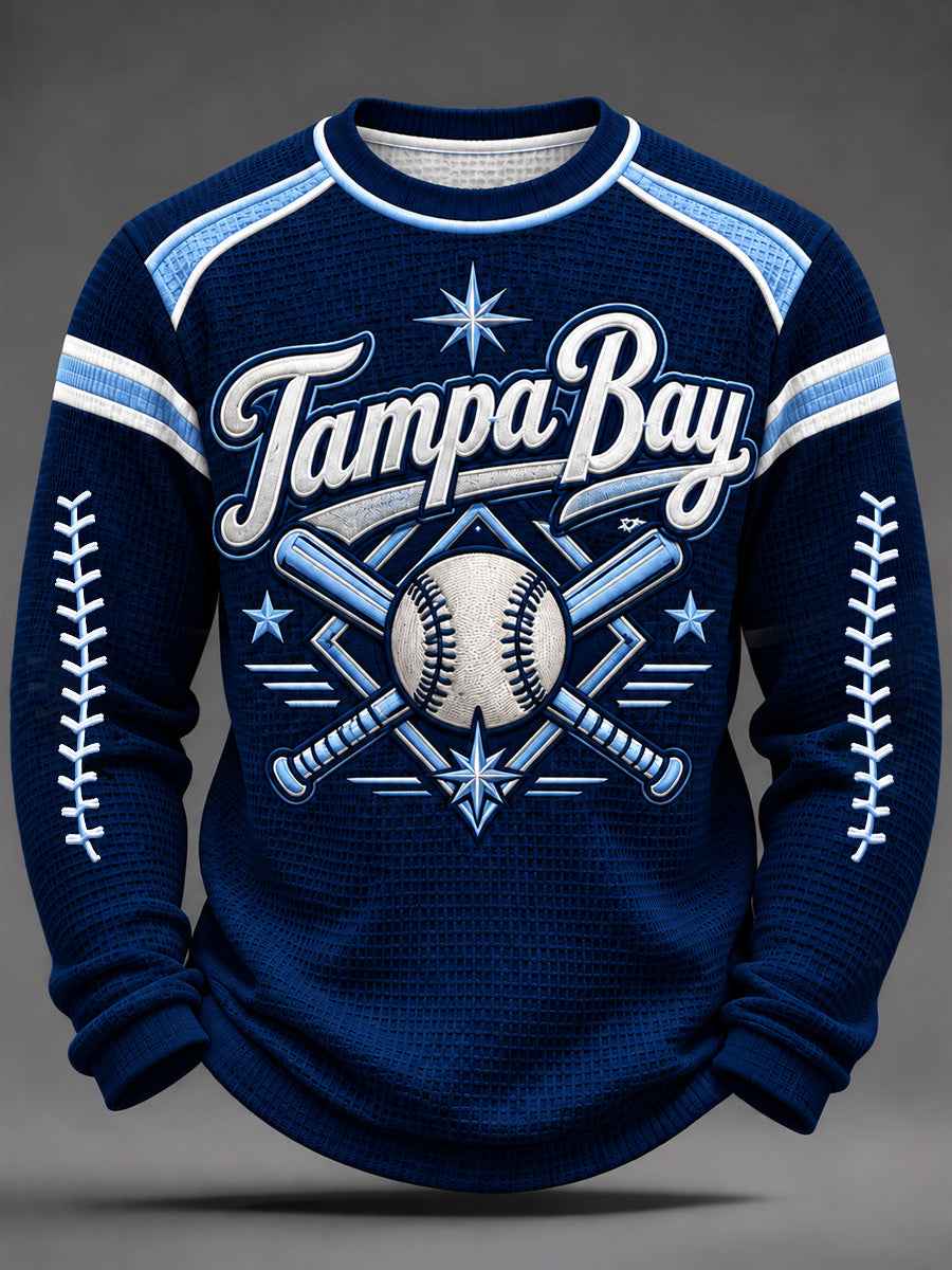 Men's Tampa Bay Baseball Lover Print Waffle Long Sleeve Top gracestitchs