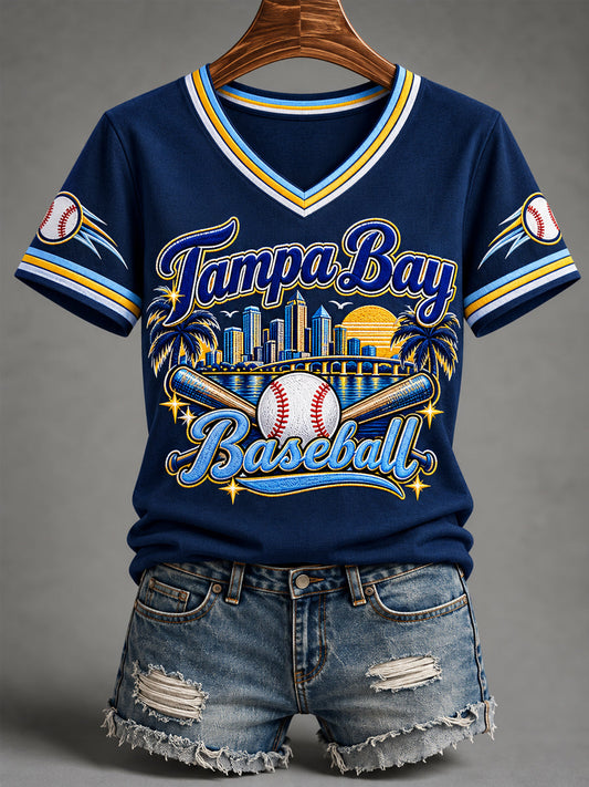 Women's Gift For Baseball Fans Casual V-Neck Tee gracestitchs